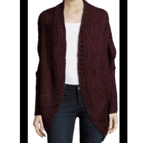 Saks Fifth Avenue Sweaters - SAKS FIFTH AVENUE OPEN FRONT CABLE KNIT CARDIGAN